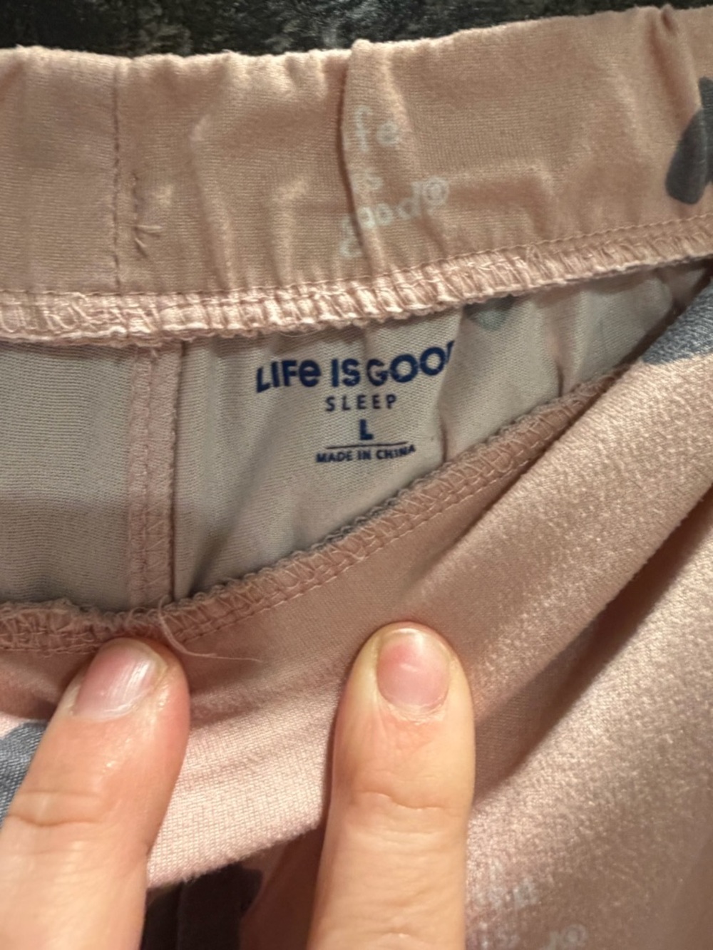 Life Is Good Light Gray Tee with Navy Logo with pants - Picture 6 of 8